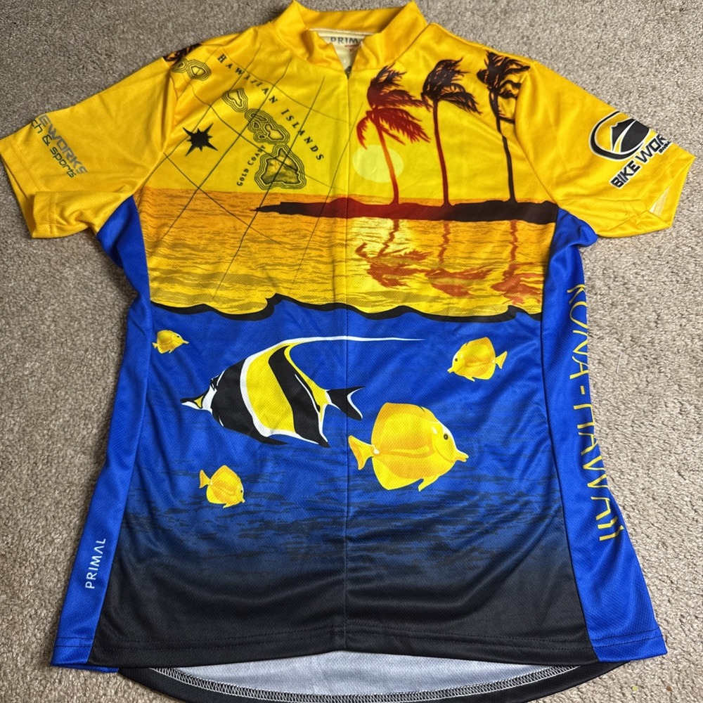 NWOT Primal Cycling Women's Jersey XL Short‎ Sleeve Hawaiian Islands Theme